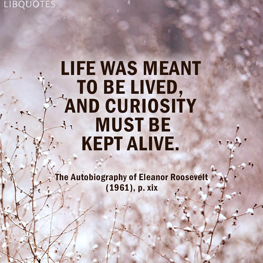 Life was meant to be lived and curiosity must be kept alive