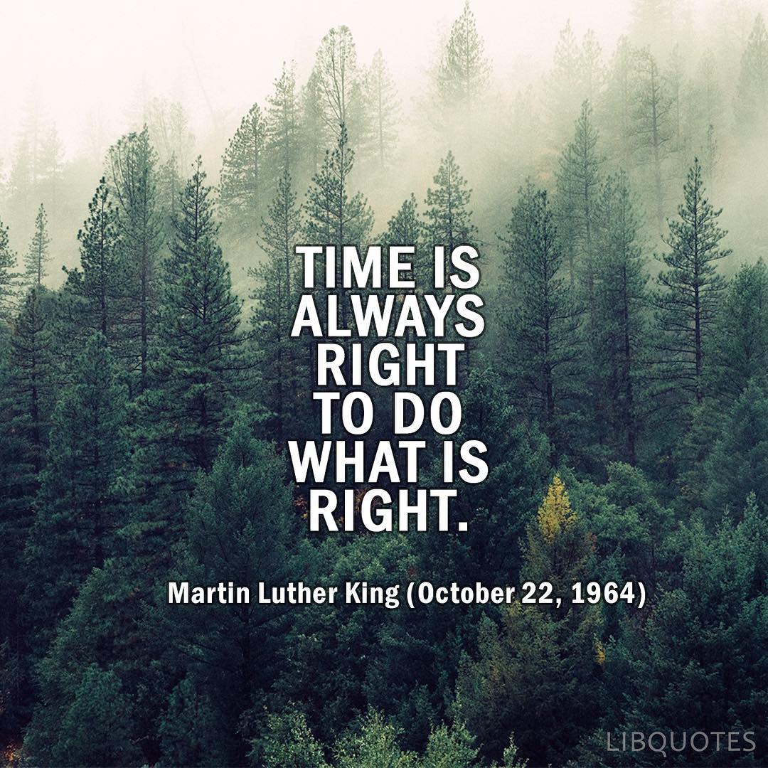 The time is always right to do what is right.” - Martin Luther